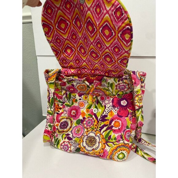 Vera Bradley Pink Purple Convertible Backpack Tote Purse -Clementine Pattern main image 12